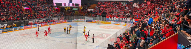 Eishockey-Match (Lakers gegen HC Davos) mit Fondue