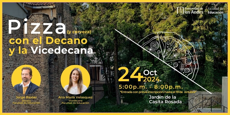 Imagen Pizza con el Decano y la Vicedecana