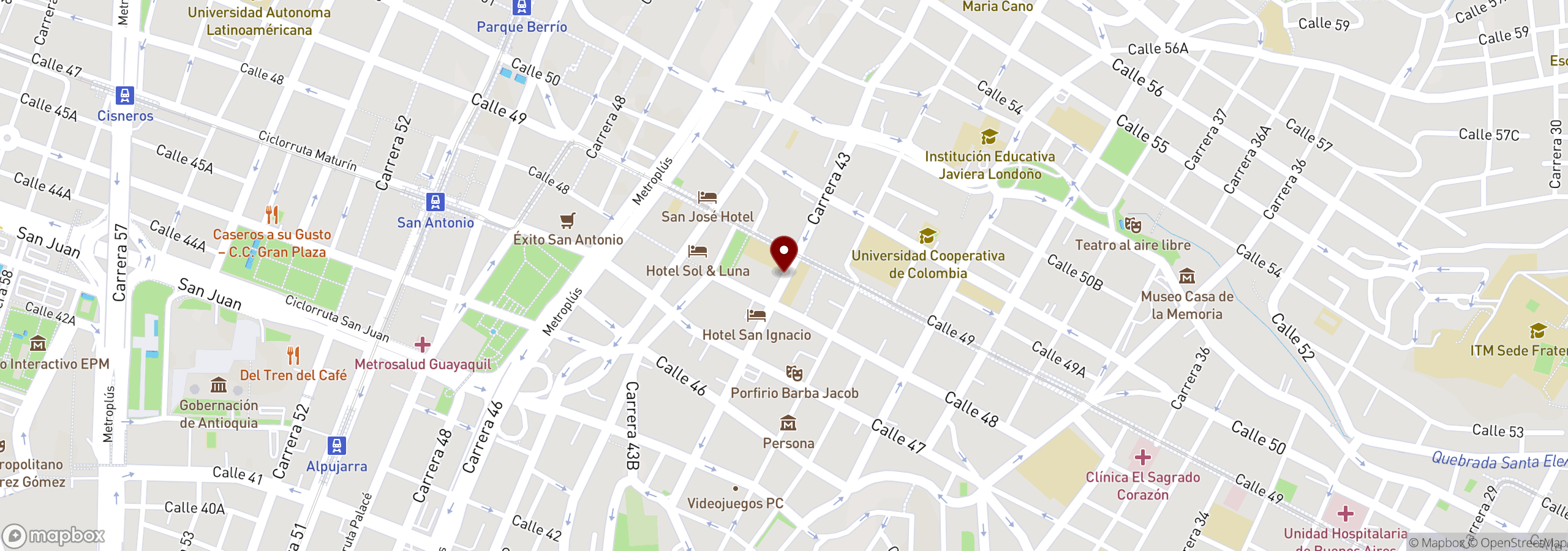 Mapa que muestra una ubicación marcada