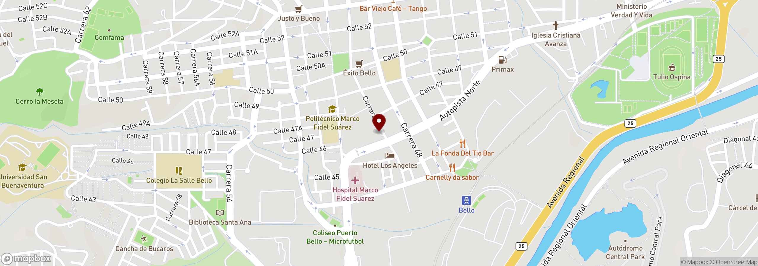 Mapa que muestra una ubicación marcada