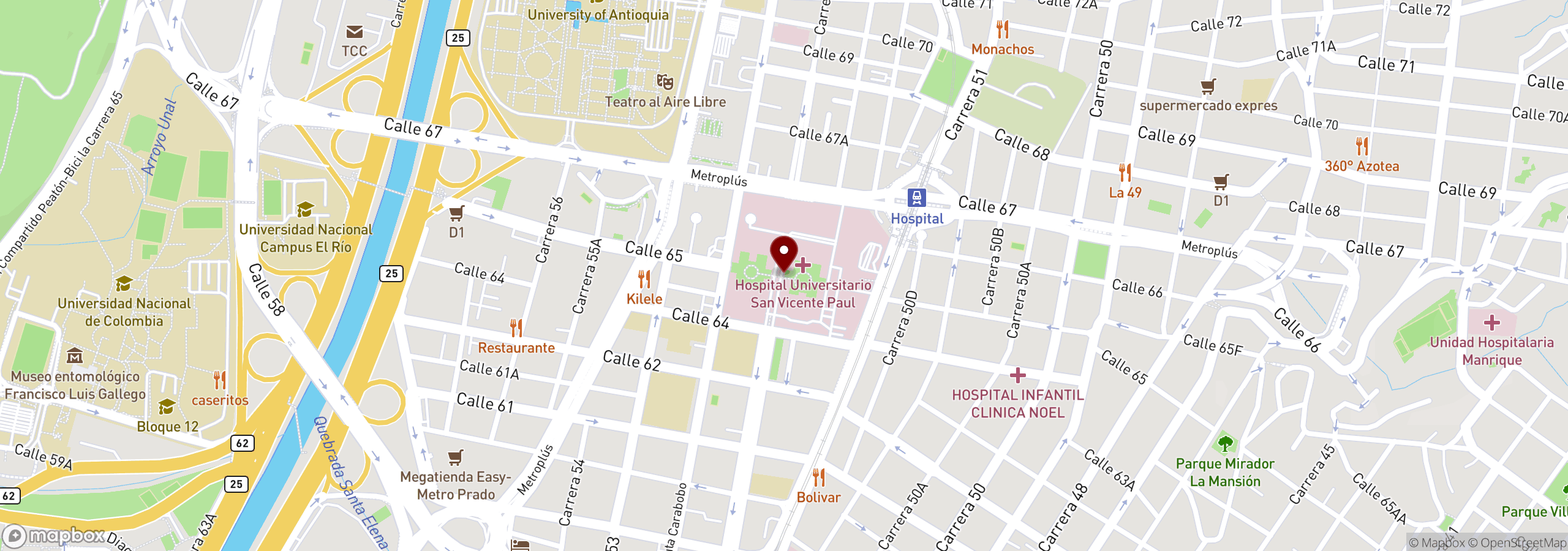 Mapa que muestra una ubicación marcada