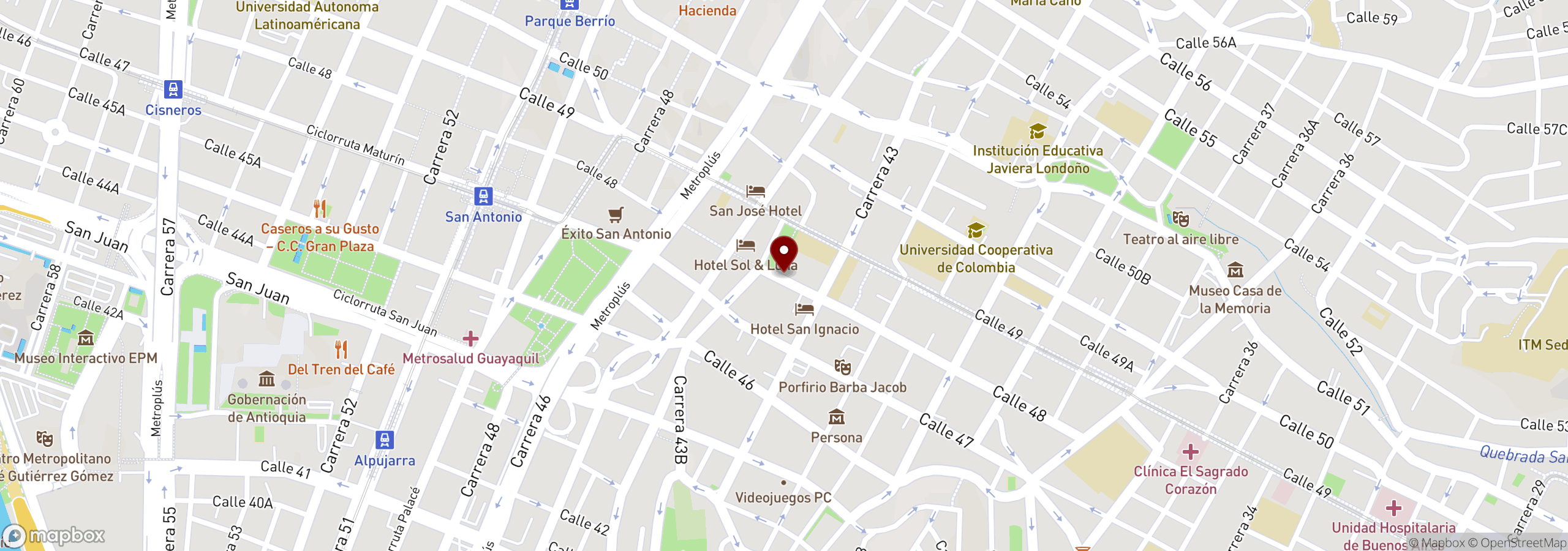 Mapa que muestra una ubicación marcada