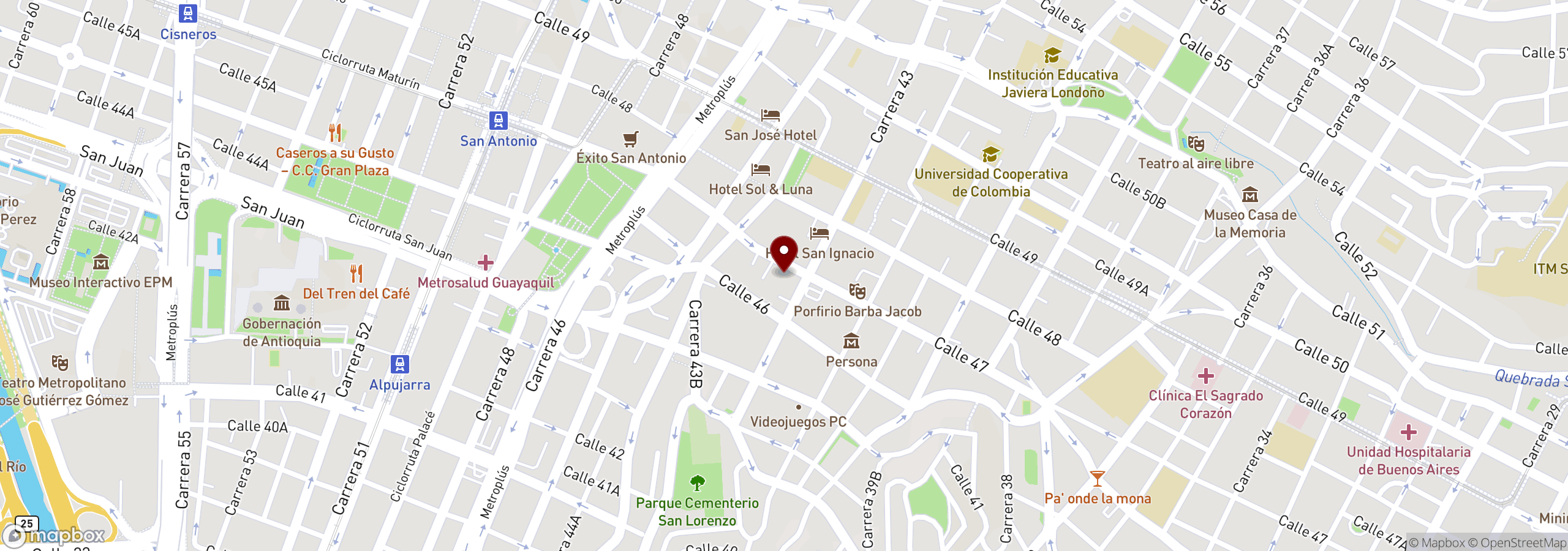 Mapa que muestra una ubicación marcada