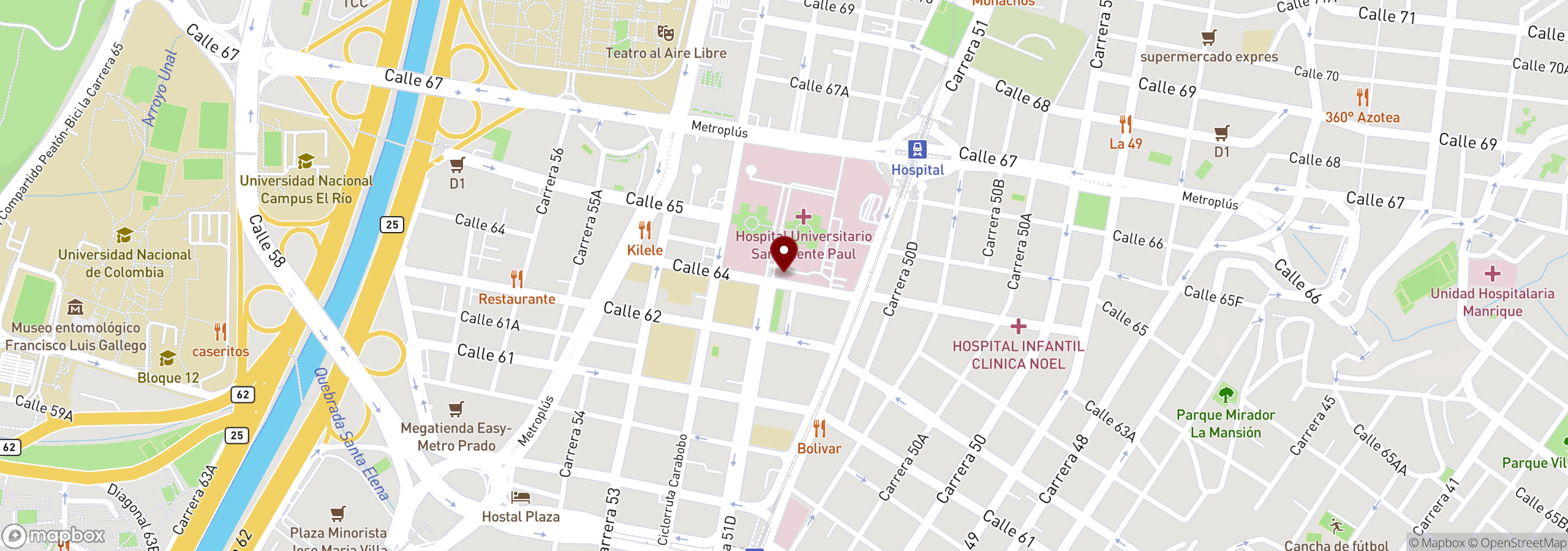 Mapa que muestra una ubicación marcada