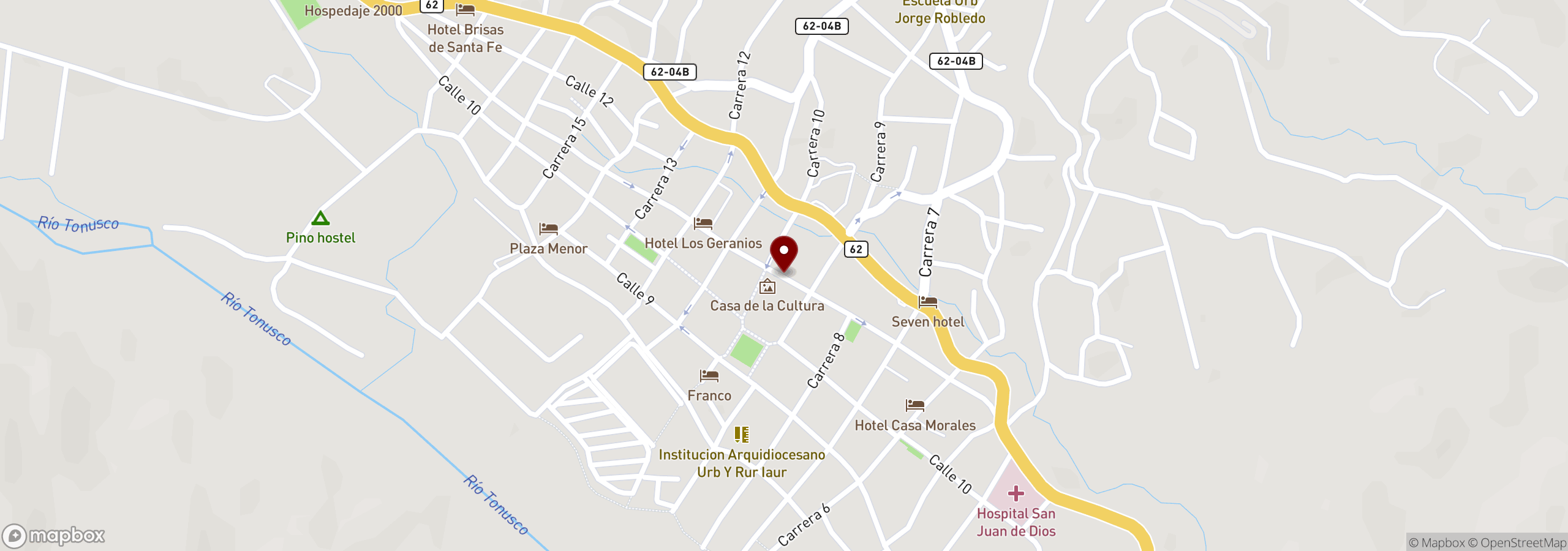 Mapa que muestra una ubicación marcada