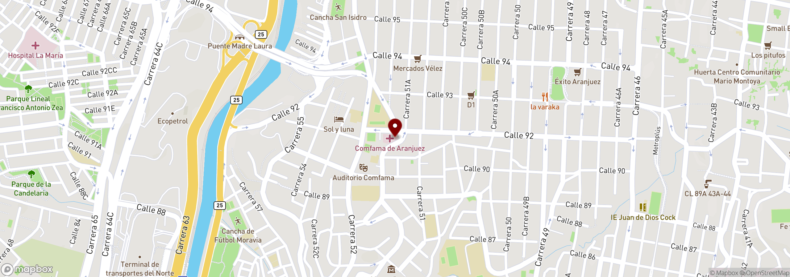 Mapa que muestra una ubicación marcada