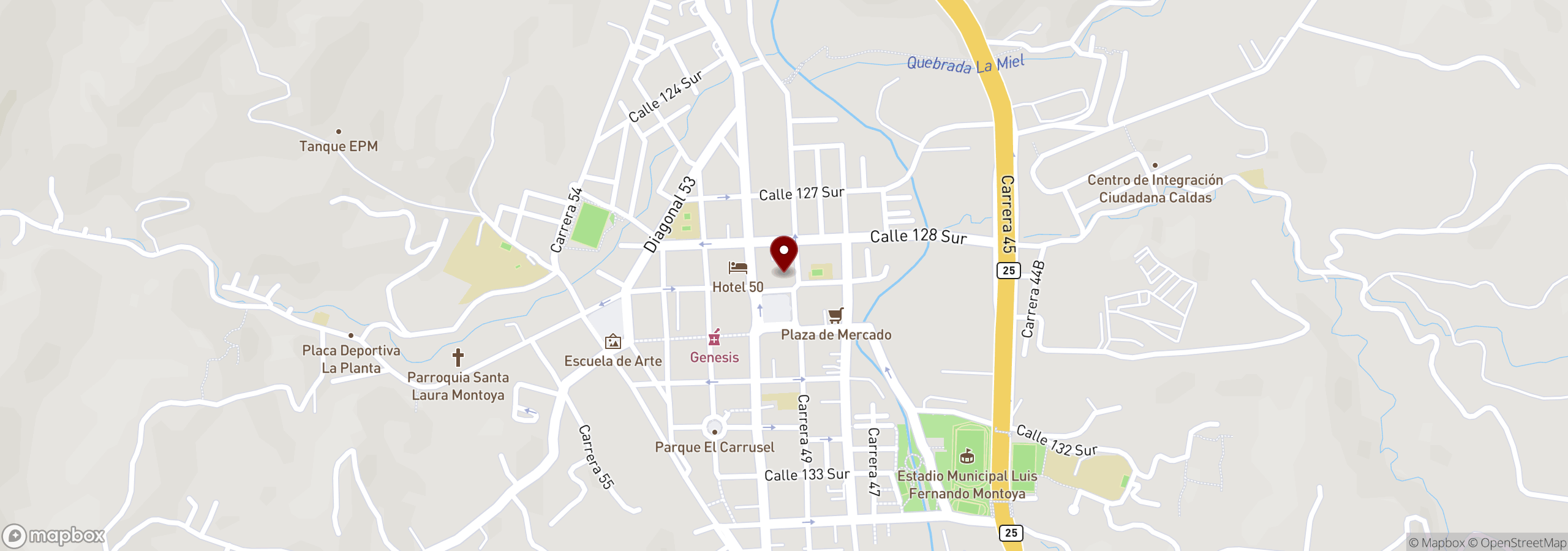 Mapa que muestra una ubicación marcada