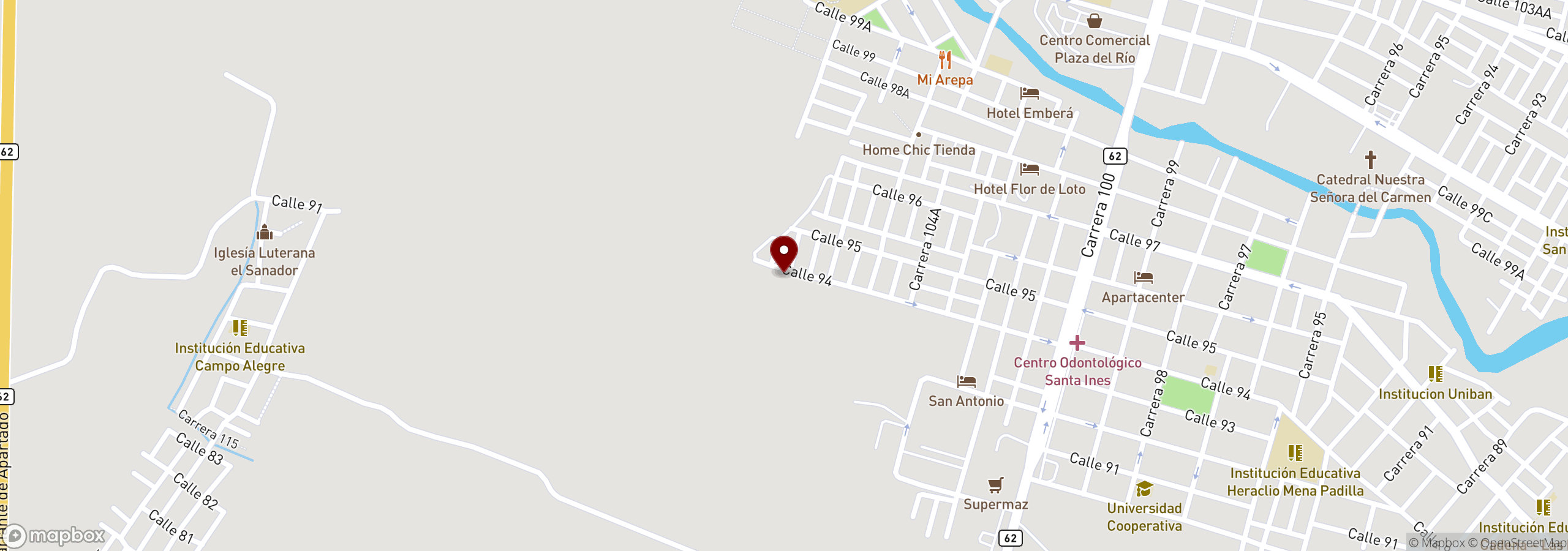 Mapa que muestra una ubicación marcada