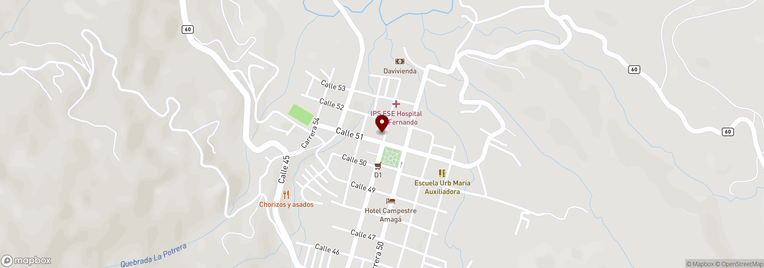 Mapa que muestra una ubicación marcada