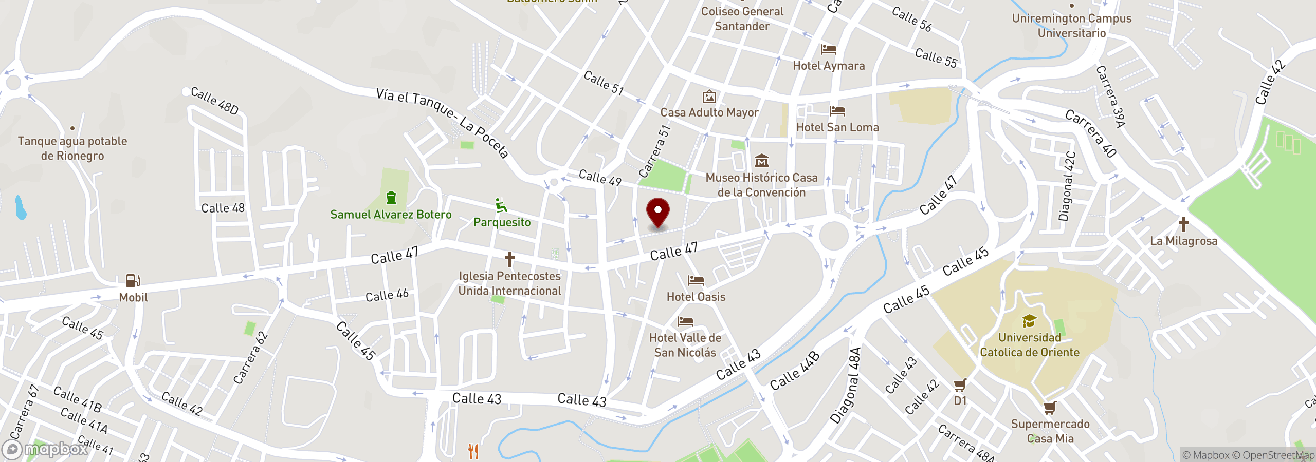 Mapa que muestra una ubicación marcada