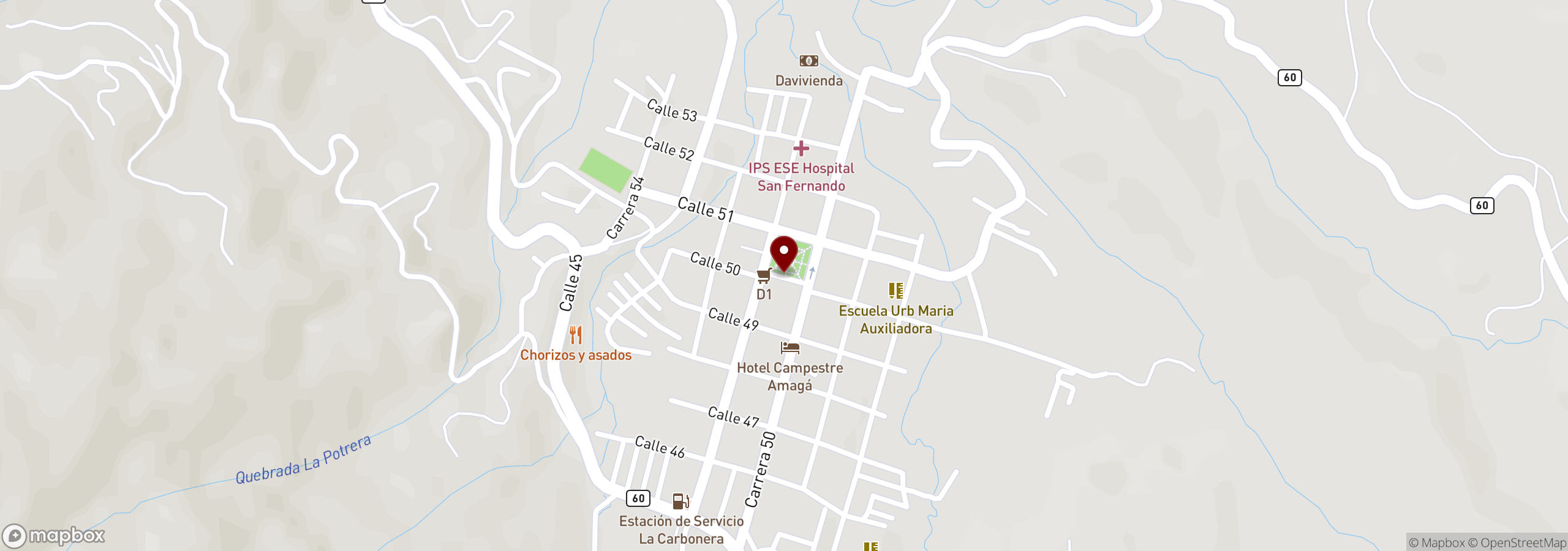 Mapa que muestra una ubicación marcada