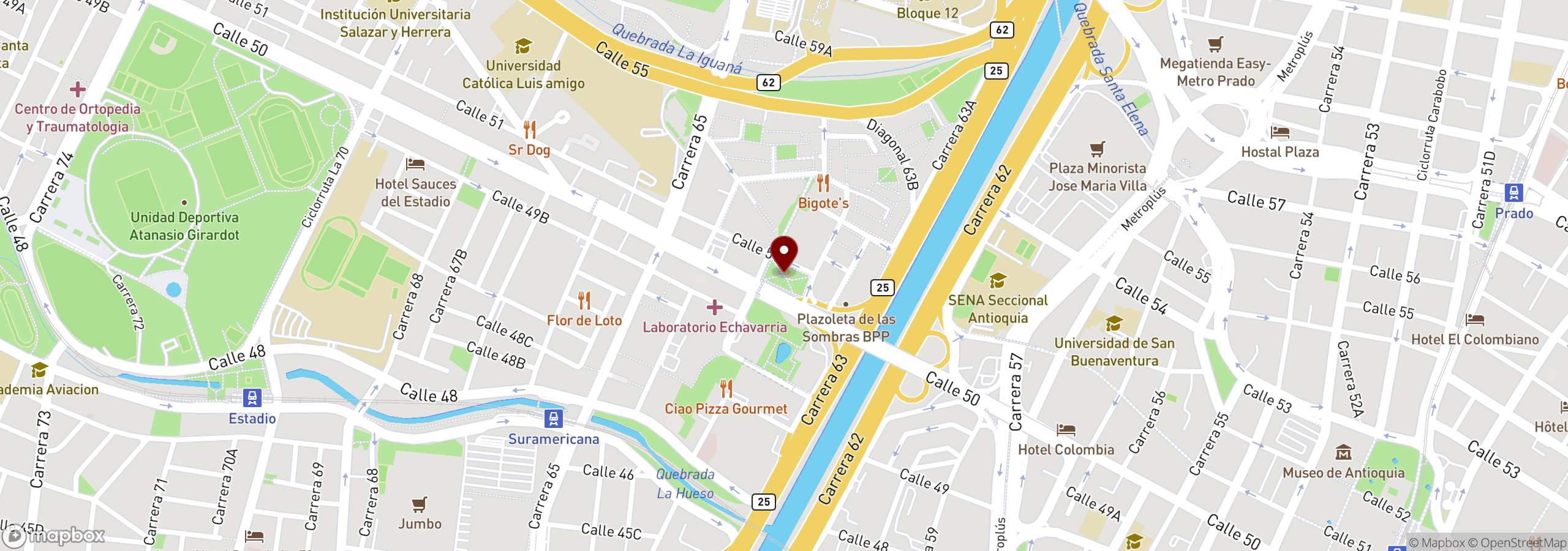 Mapa que muestra una ubicación marcada