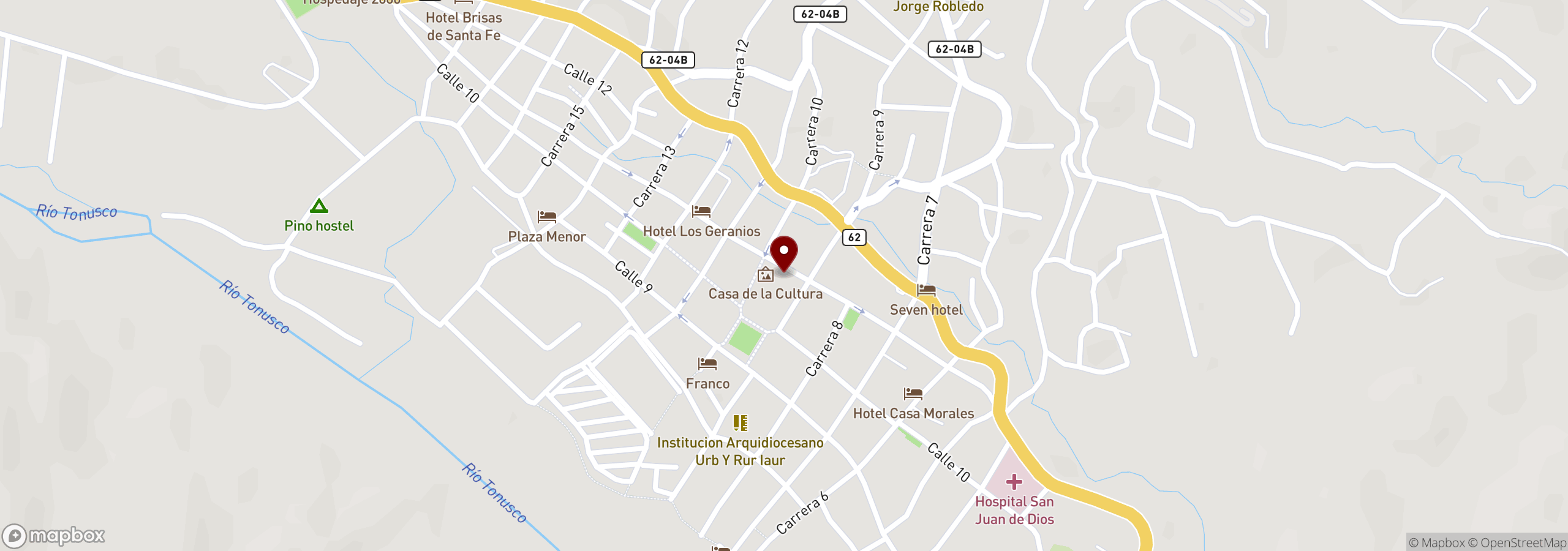 Mapa que muestra una ubicación marcada