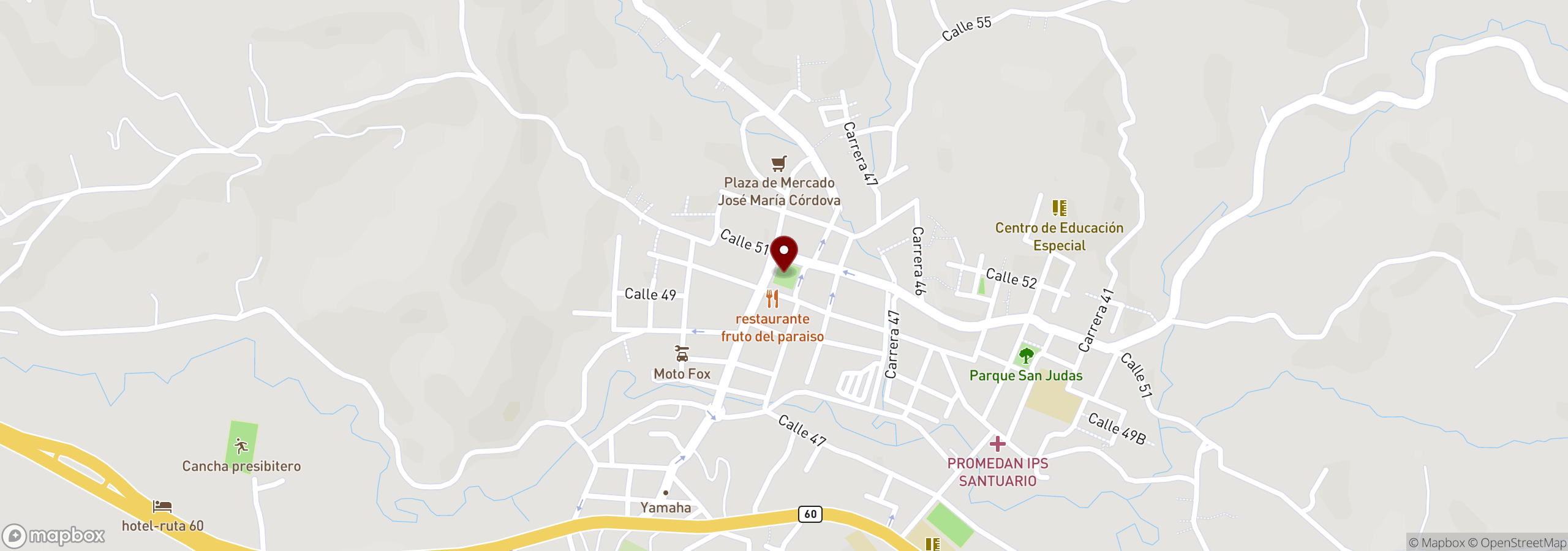 Mapa que muestra una ubicación marcada