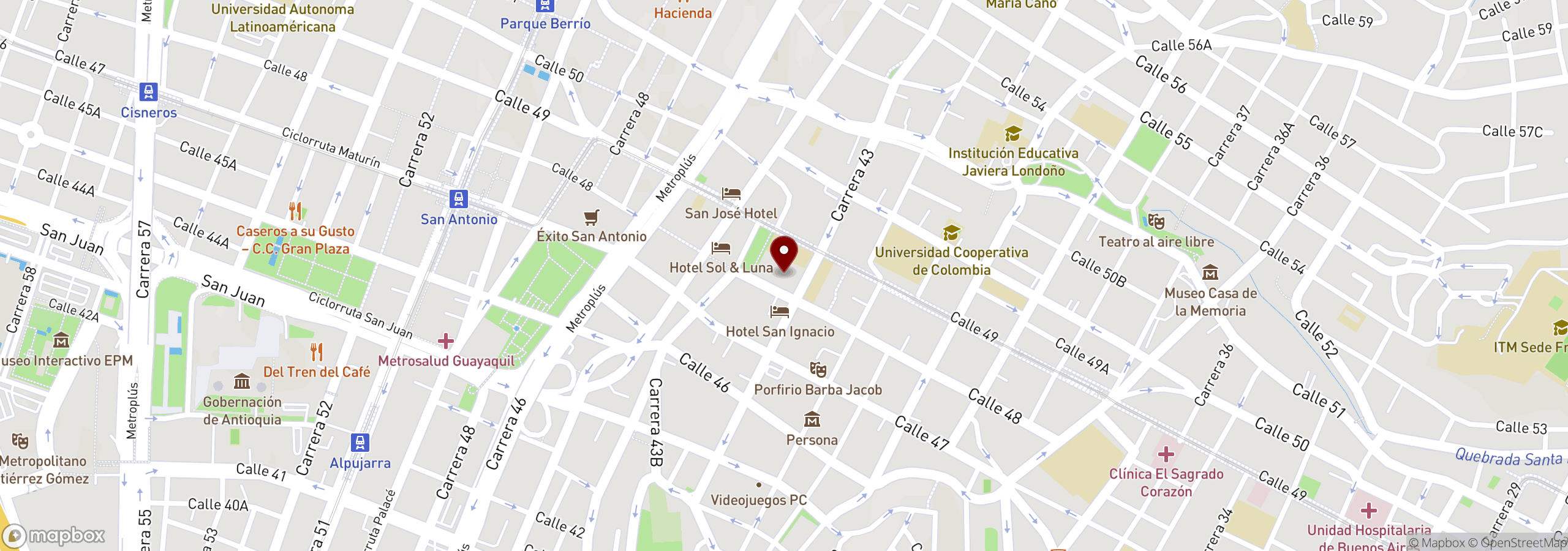 Mapa que muestra una ubicación marcada