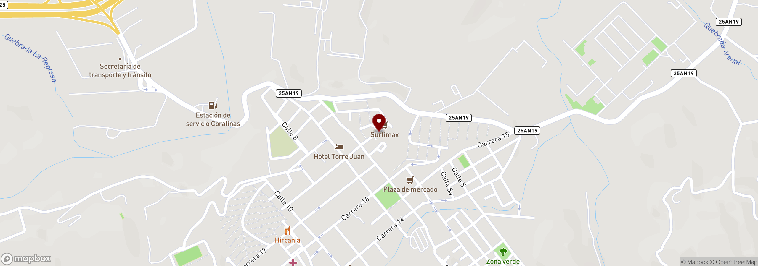 Mapa que muestra una ubicación marcada