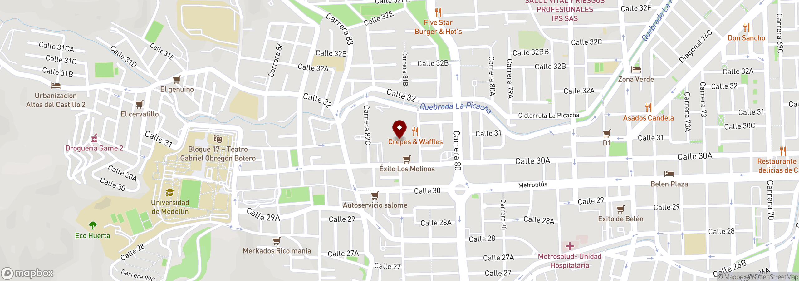 Mapa que muestra una ubicación marcada