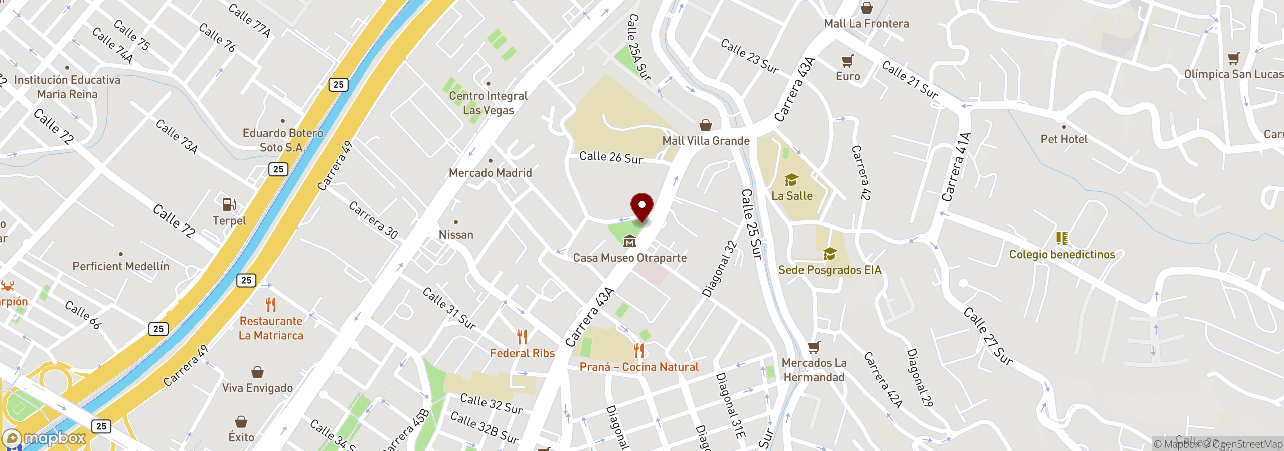 Mapa que muestra una ubicación marcada