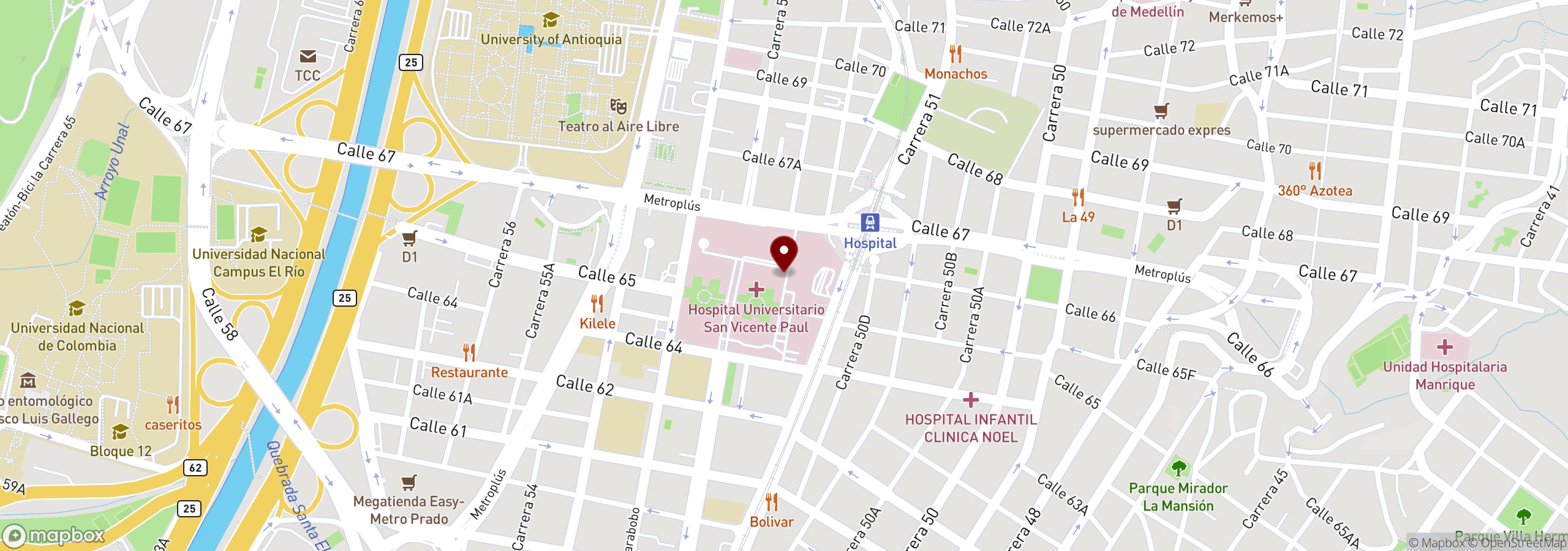 Mapa que muestra una ubicación marcada