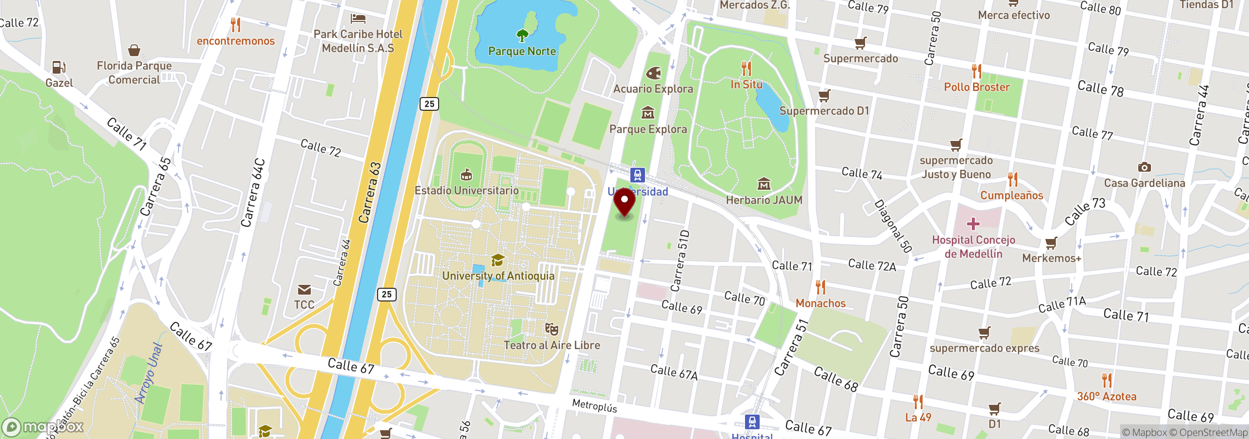 Mapa que muestra una ubicación marcada