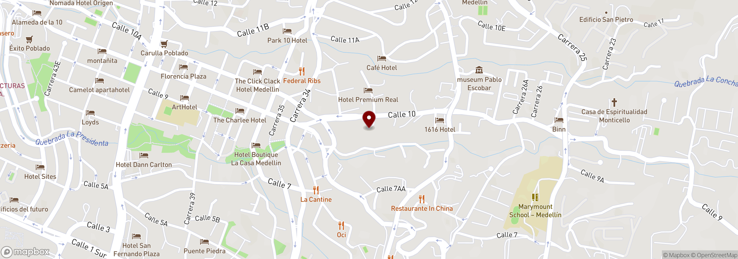 Mapa que muestra una ubicación marcada