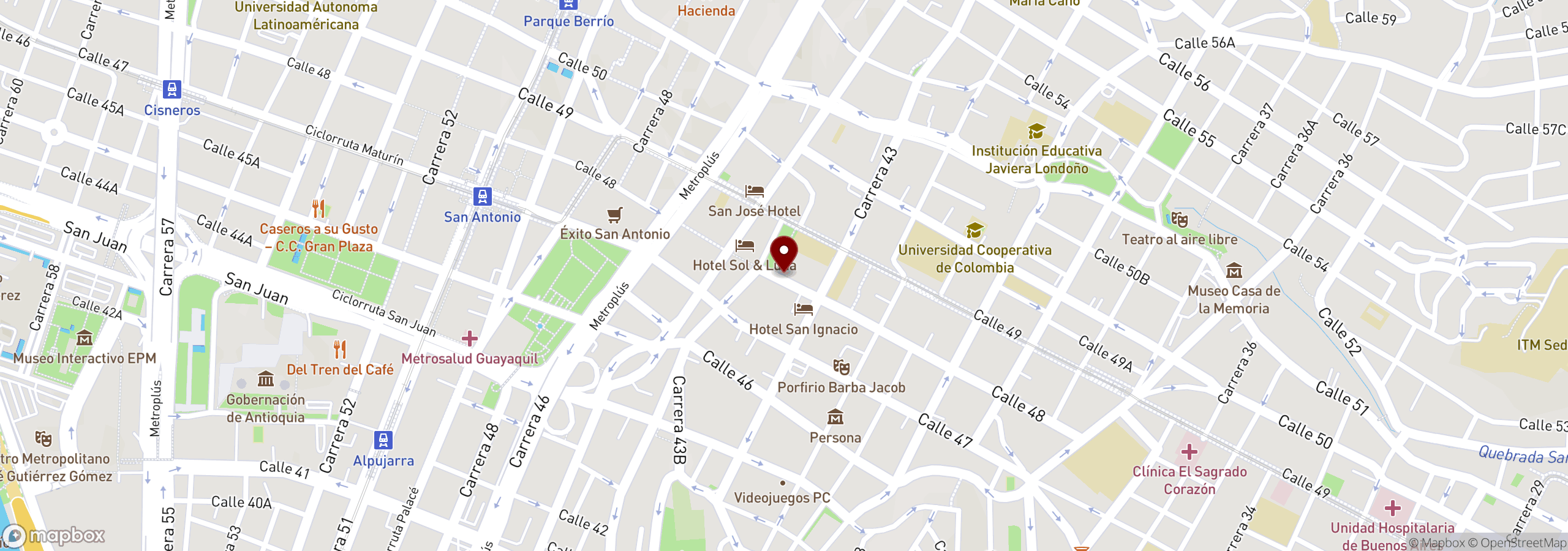 Mapa que muestra una ubicación marcada