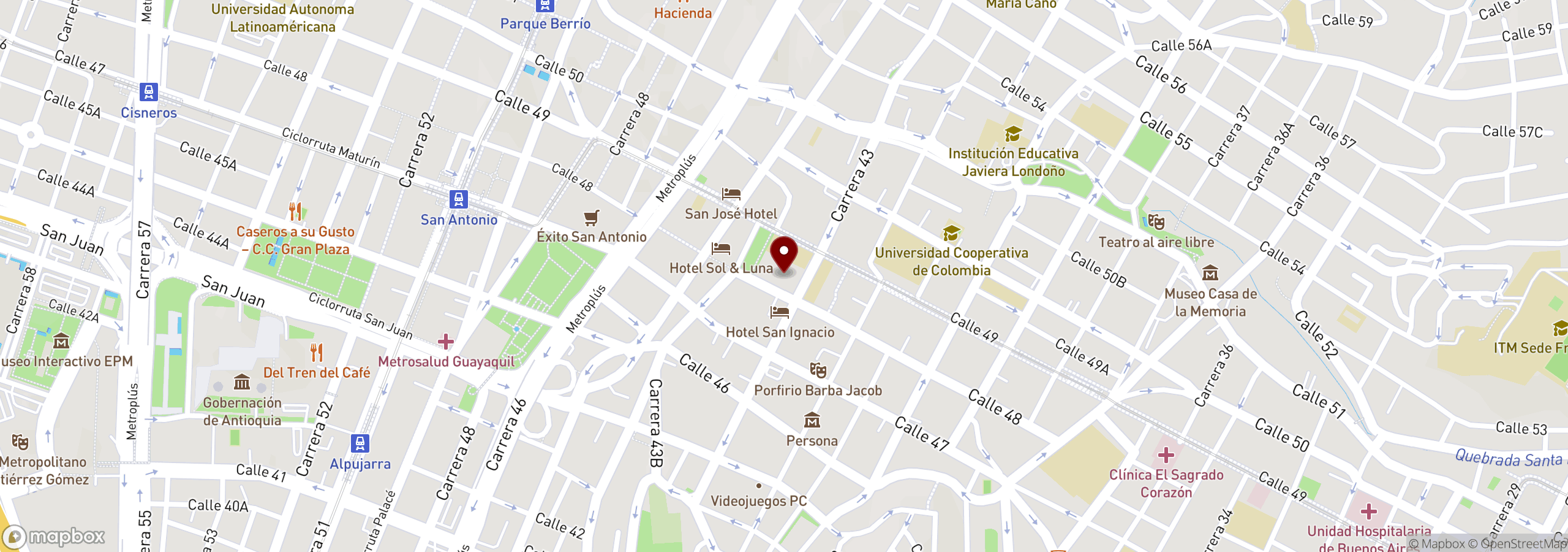 Mapa que muestra una ubicación marcada