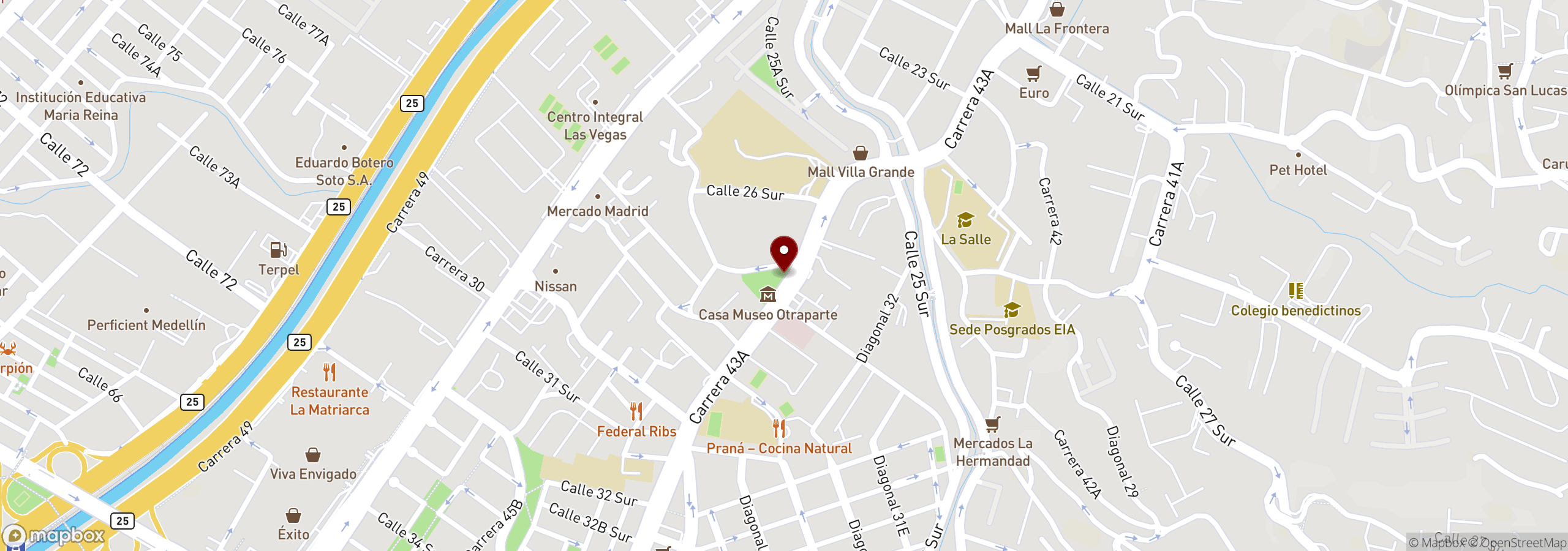 Mapa que muestra una ubicación marcada