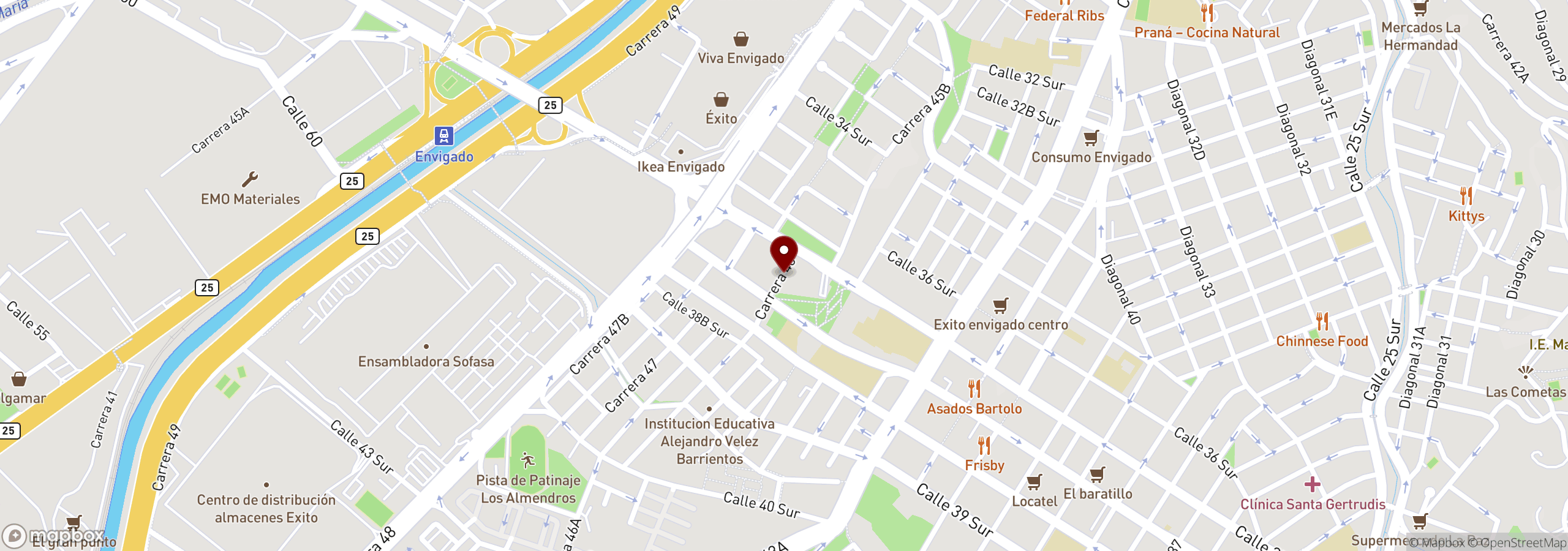 Mapa que muestra una ubicación marcada