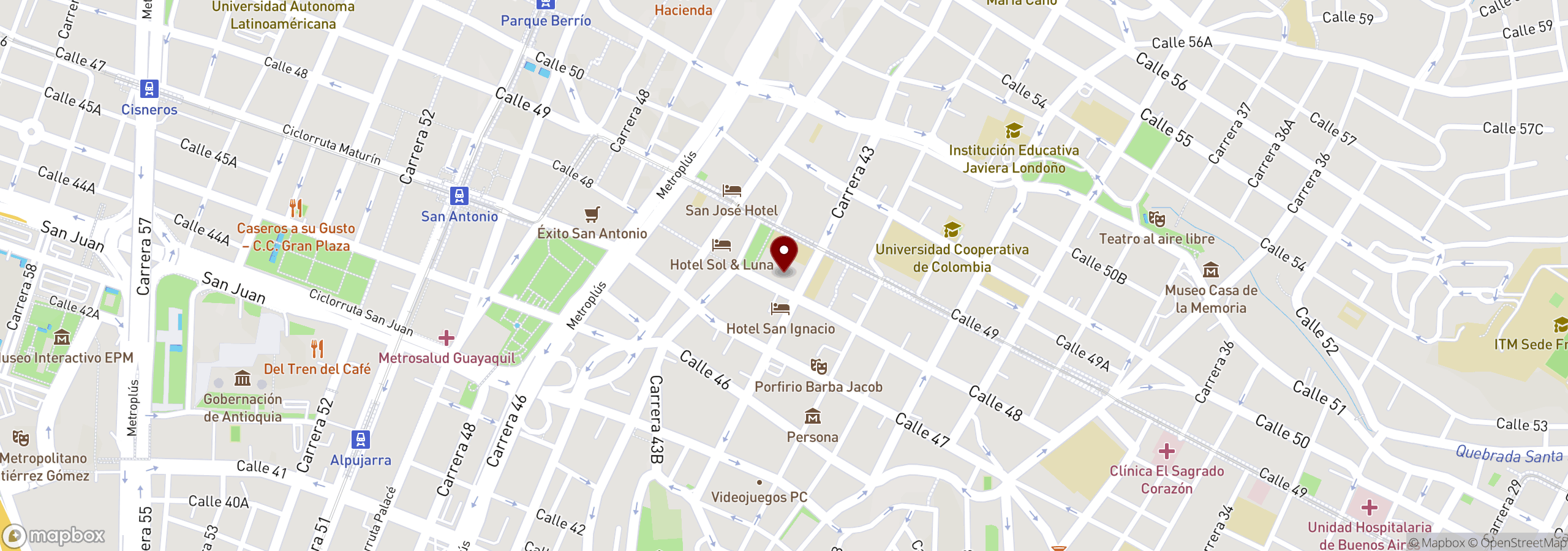 Mapa que muestra una ubicación marcada