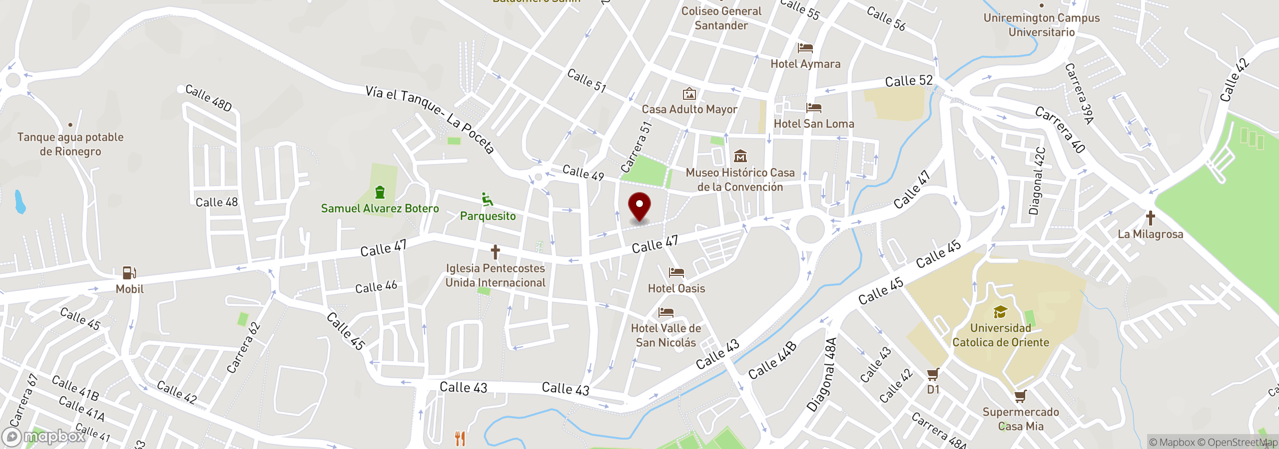 Mapa que muestra una ubicación marcada