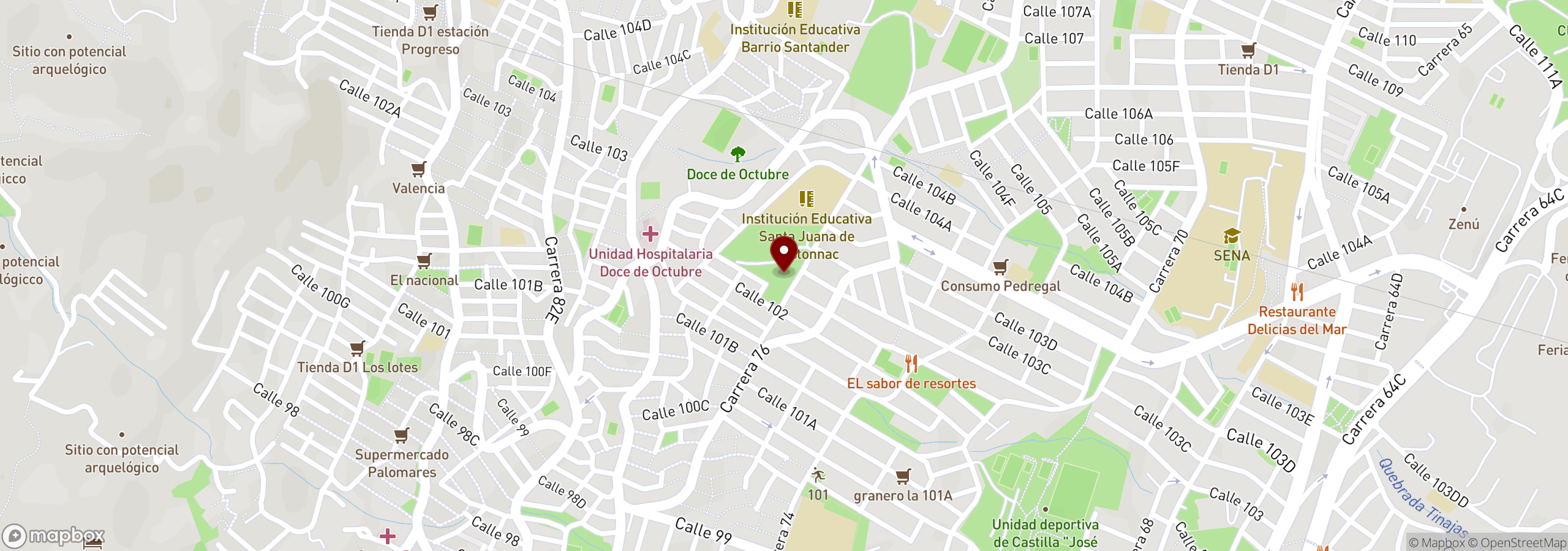 Mapa que muestra una ubicación marcada