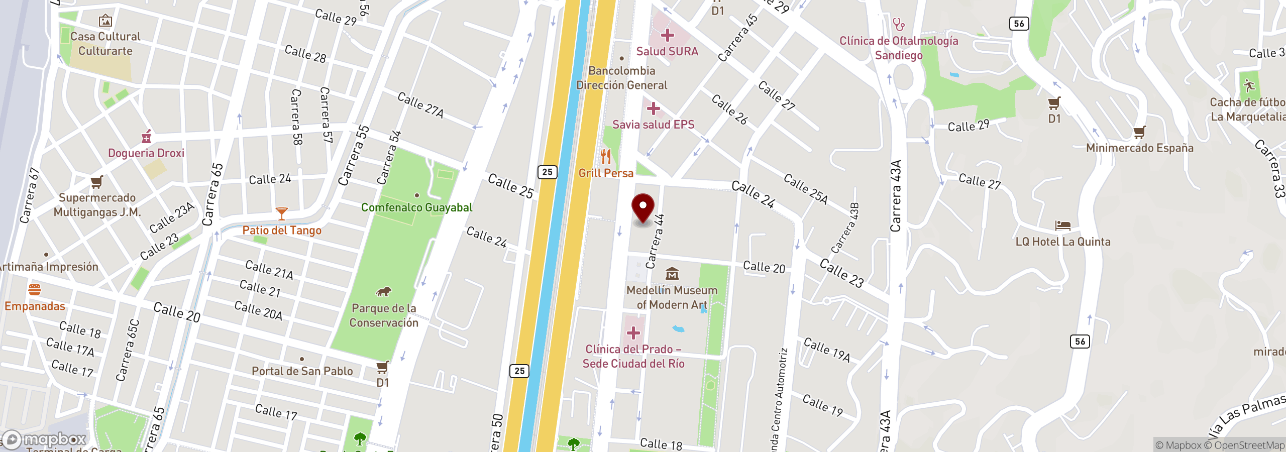 Mapa que muestra una ubicación marcada