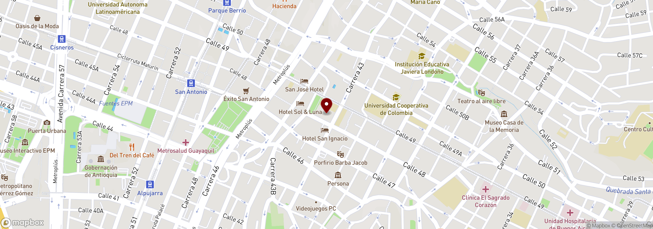 Mapa que muestra una ubicación marcada