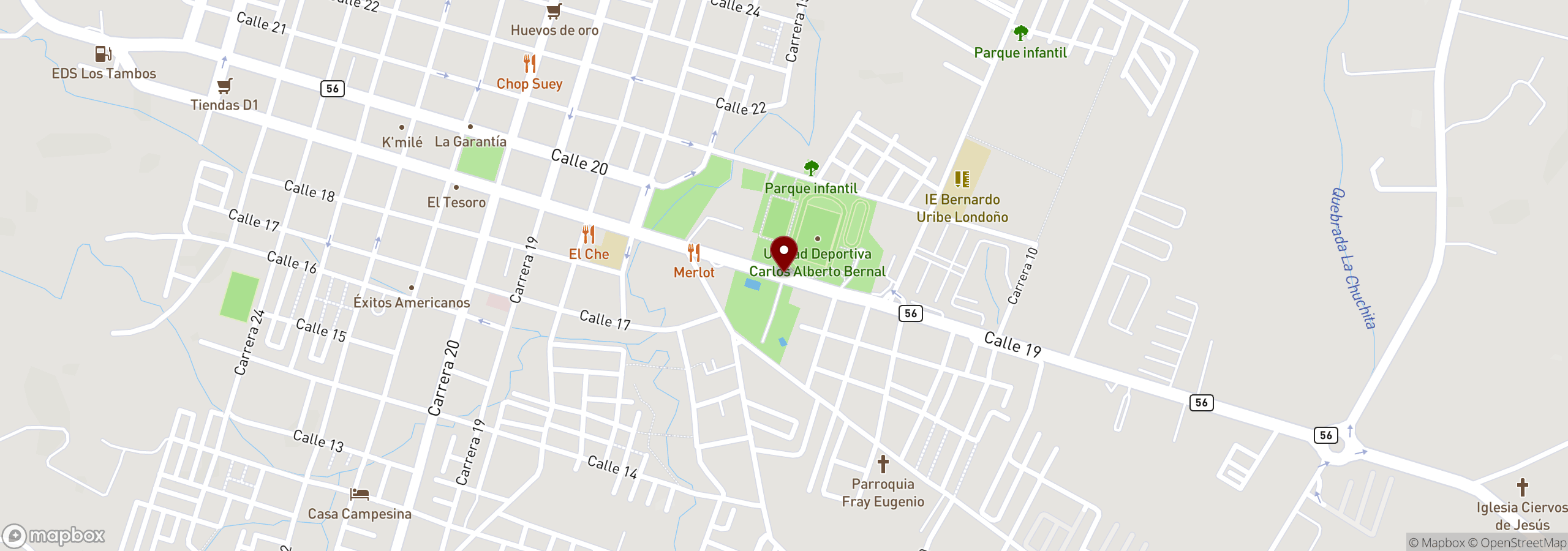 Mapa que muestra una ubicación marcada