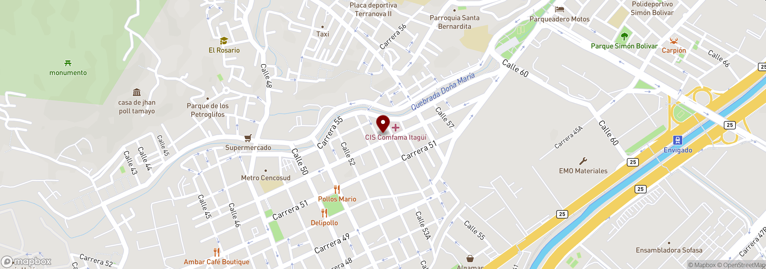 Mapa que muestra una ubicación marcada