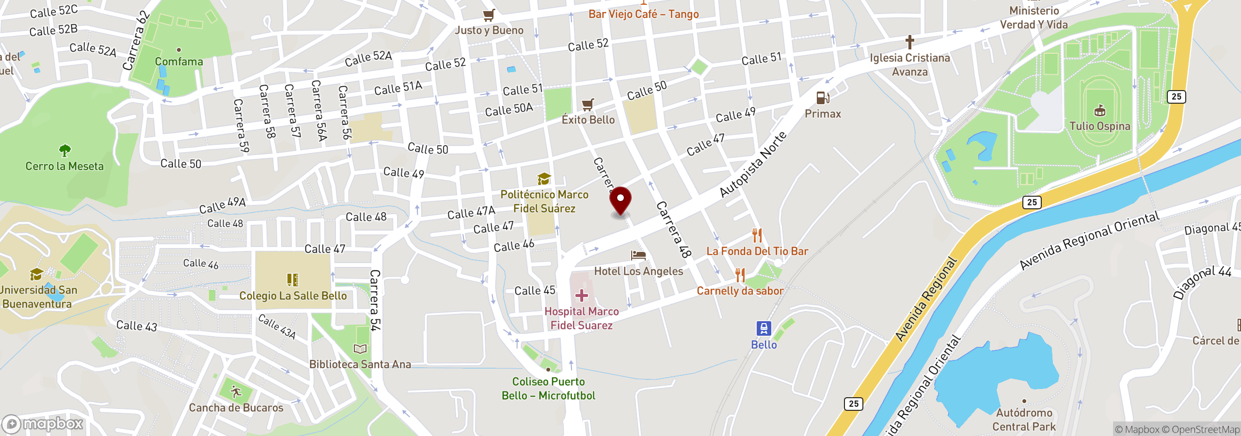 Mapa que muestra una ubicación marcada