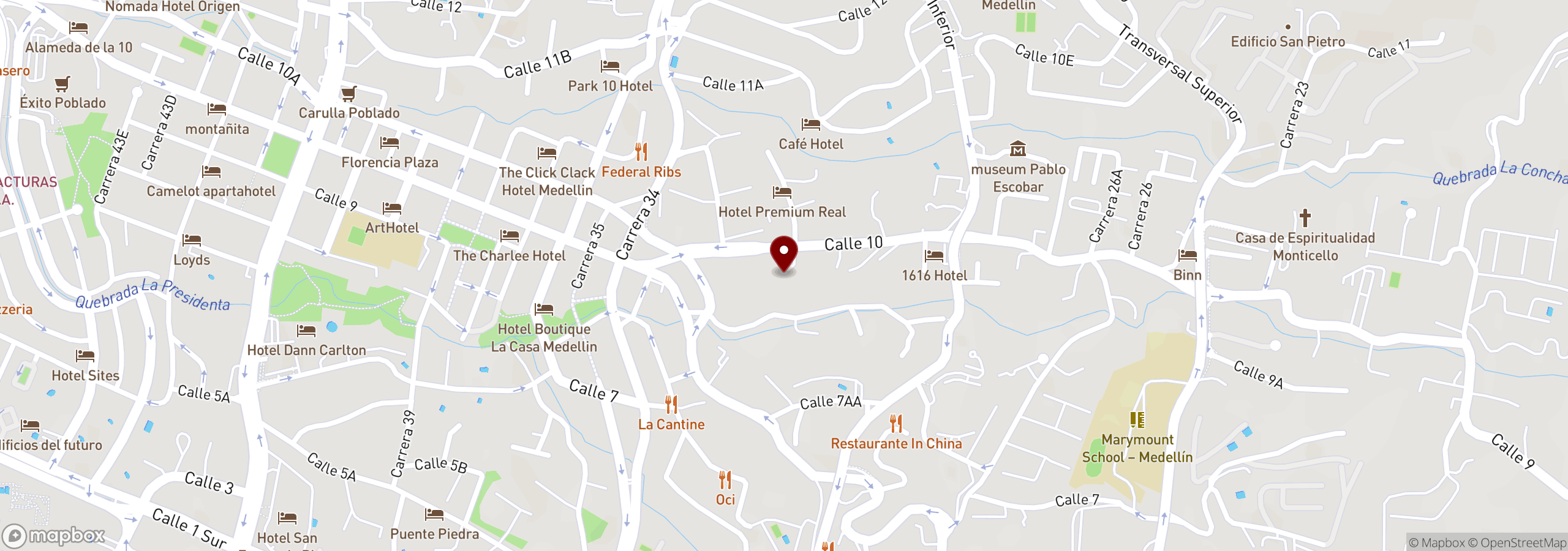 Mapa que muestra una ubicación marcada