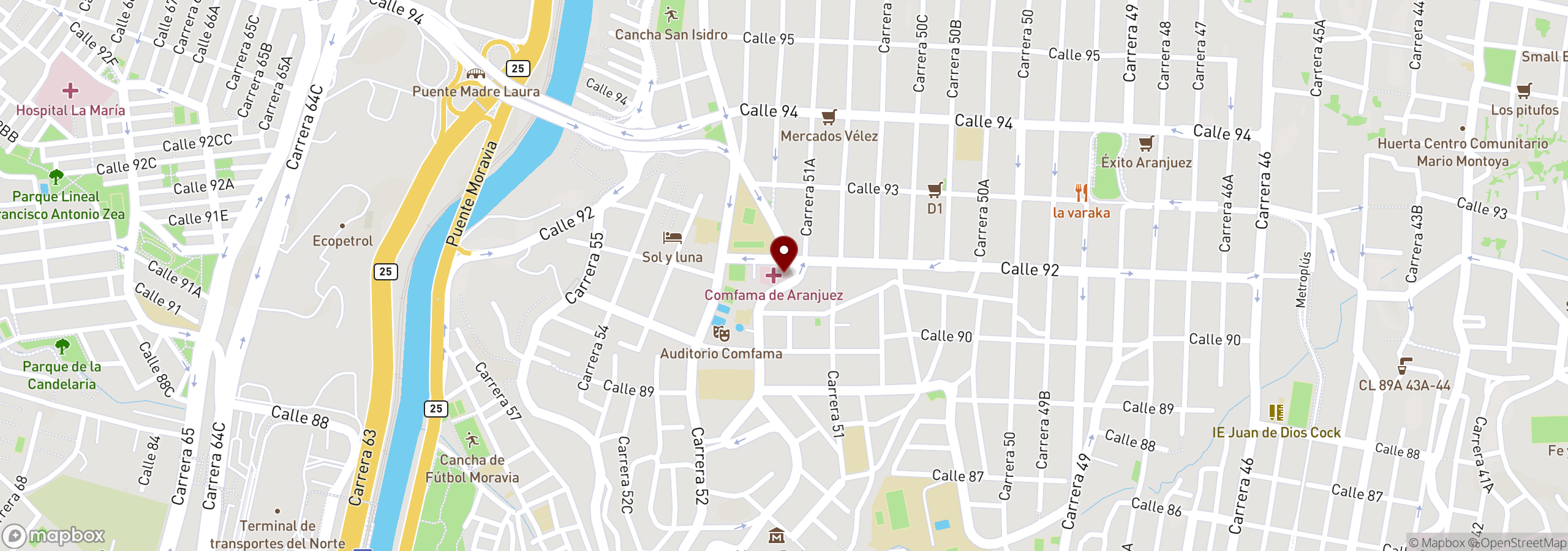 Mapa que muestra una ubicación marcada