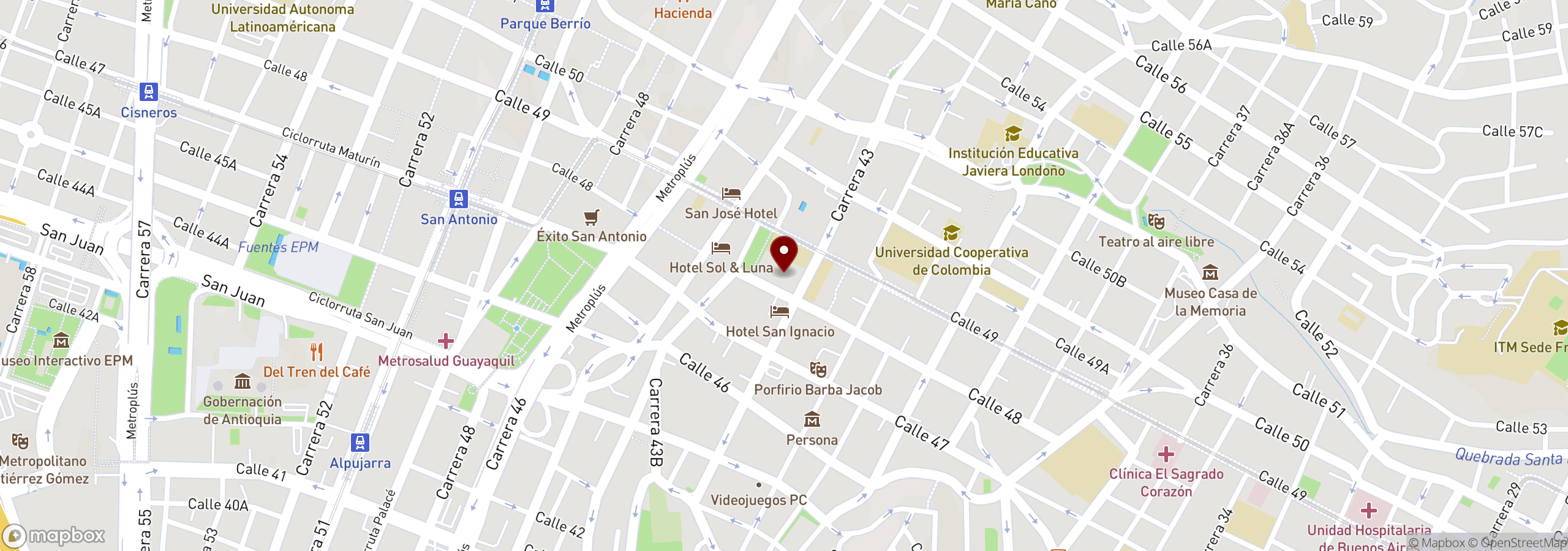 Mapa que muestra una ubicación marcada