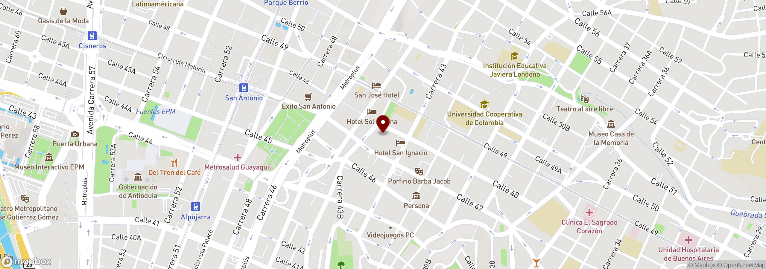 Mapa que muestra una ubicación marcada