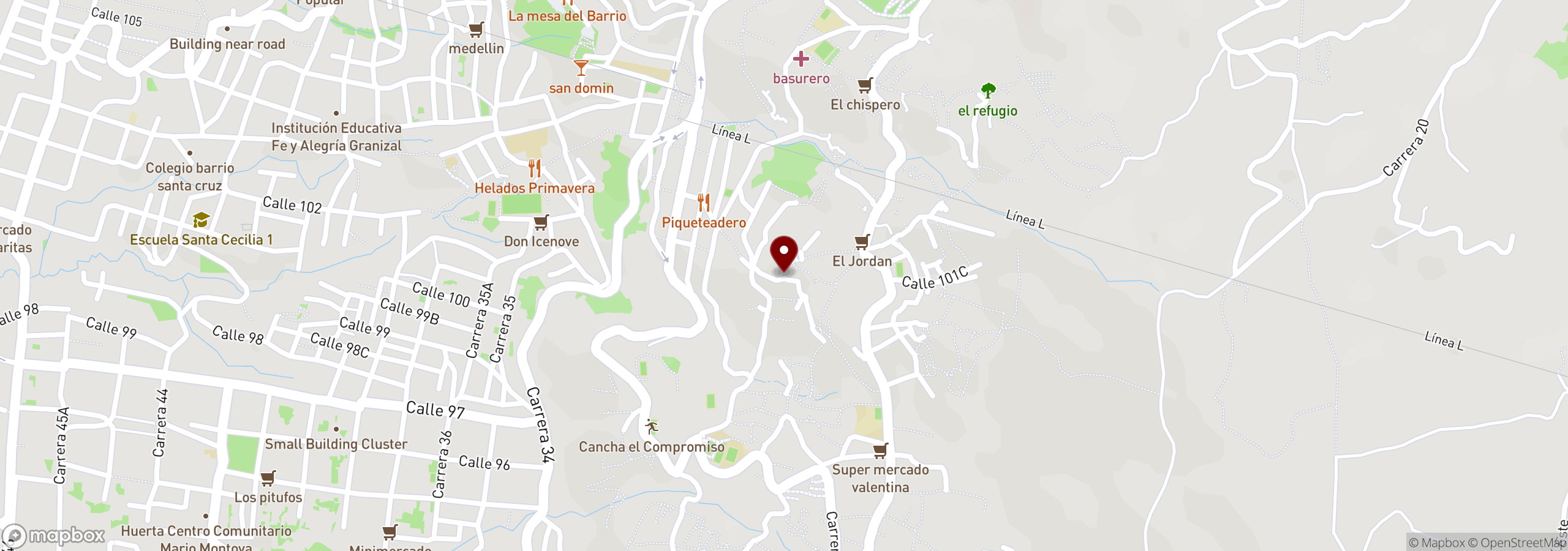 Mapa que muestra una ubicación marcada