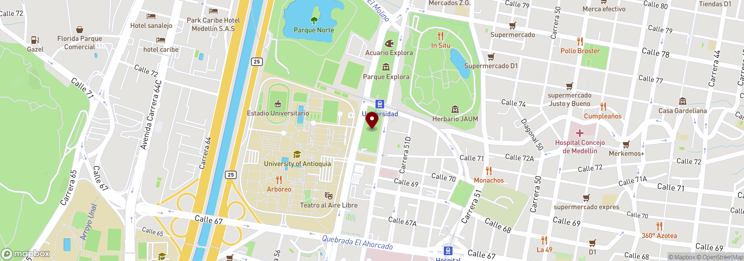 Mapa que muestra una ubicación marcada