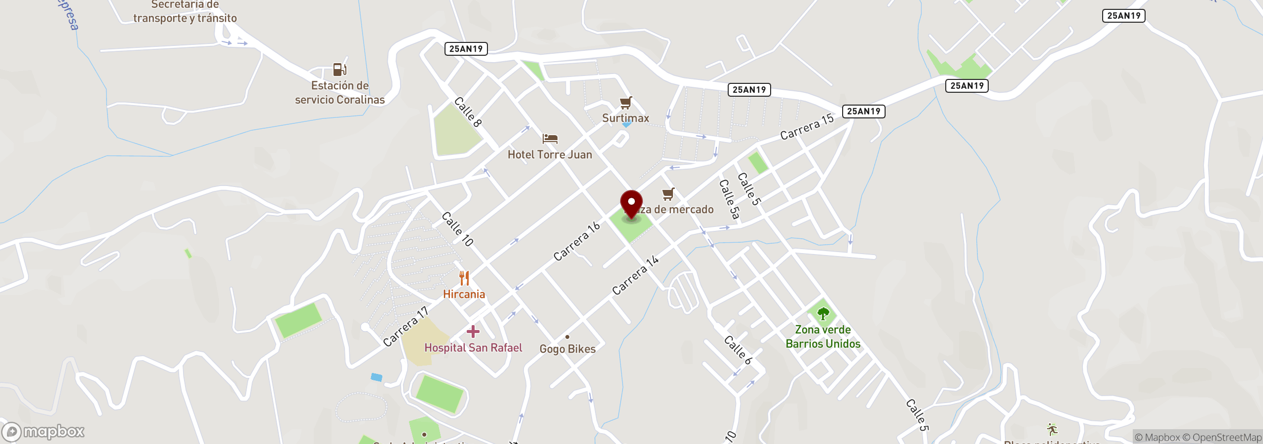 Mapa que muestra una ubicación marcada