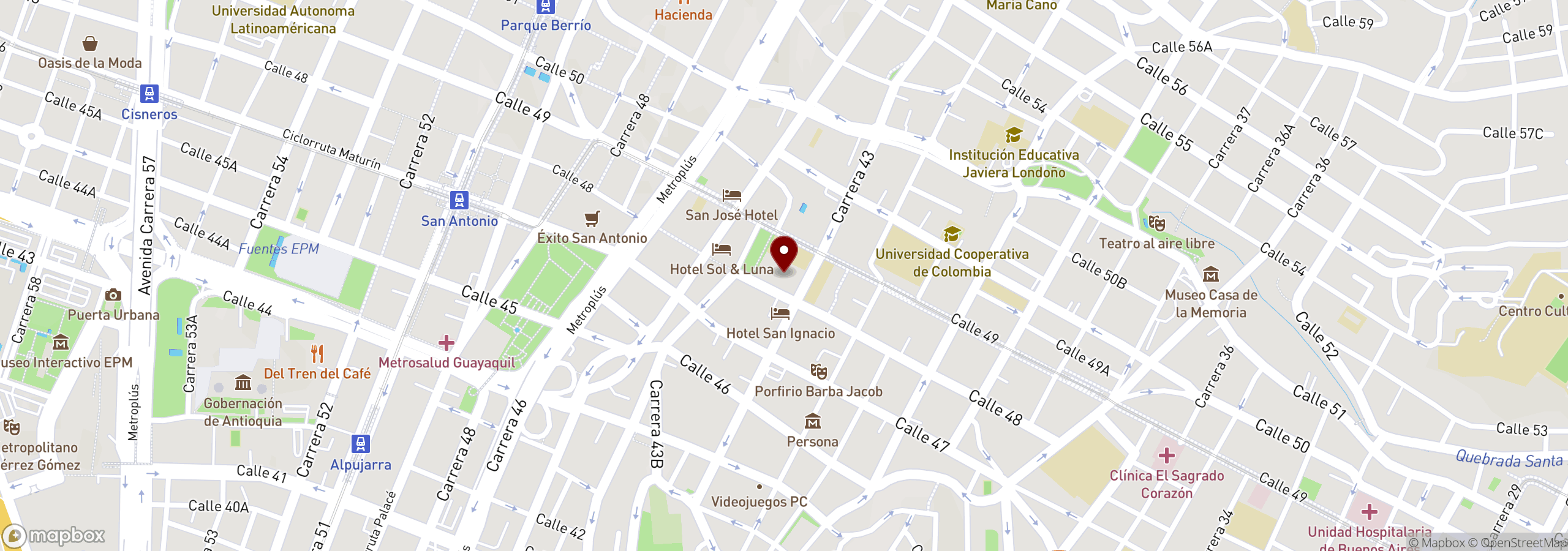 Mapa que muestra una ubicación marcada