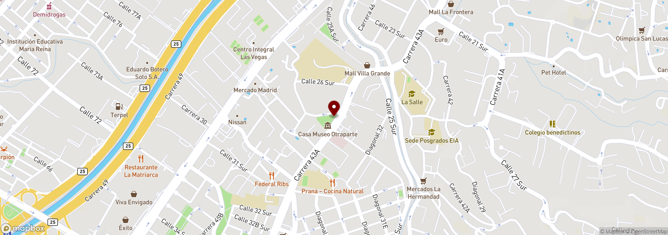 Mapa que muestra una ubicación marcada