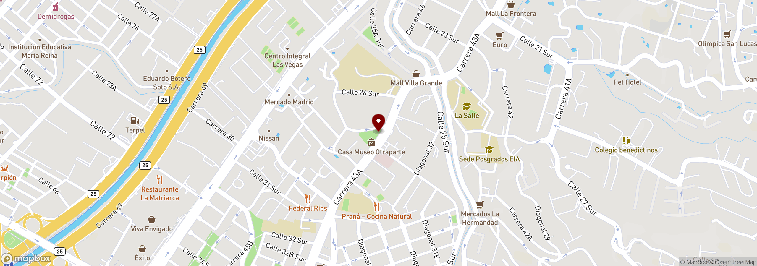 Mapa que muestra una ubicación marcada