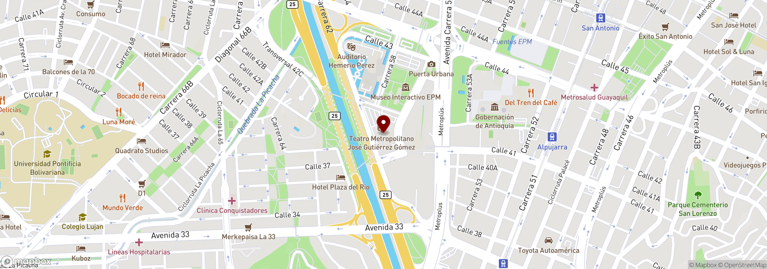 Mapa que muestra una ubicación marcada