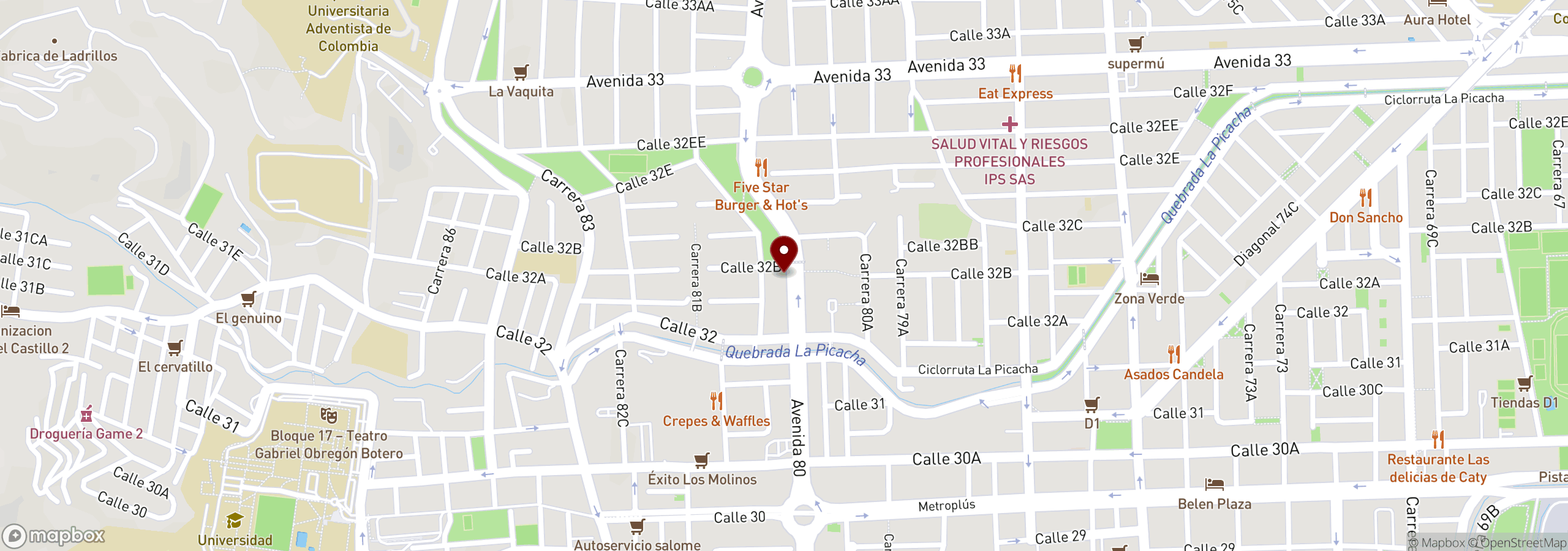 Mapa que muestra una ubicación marcada