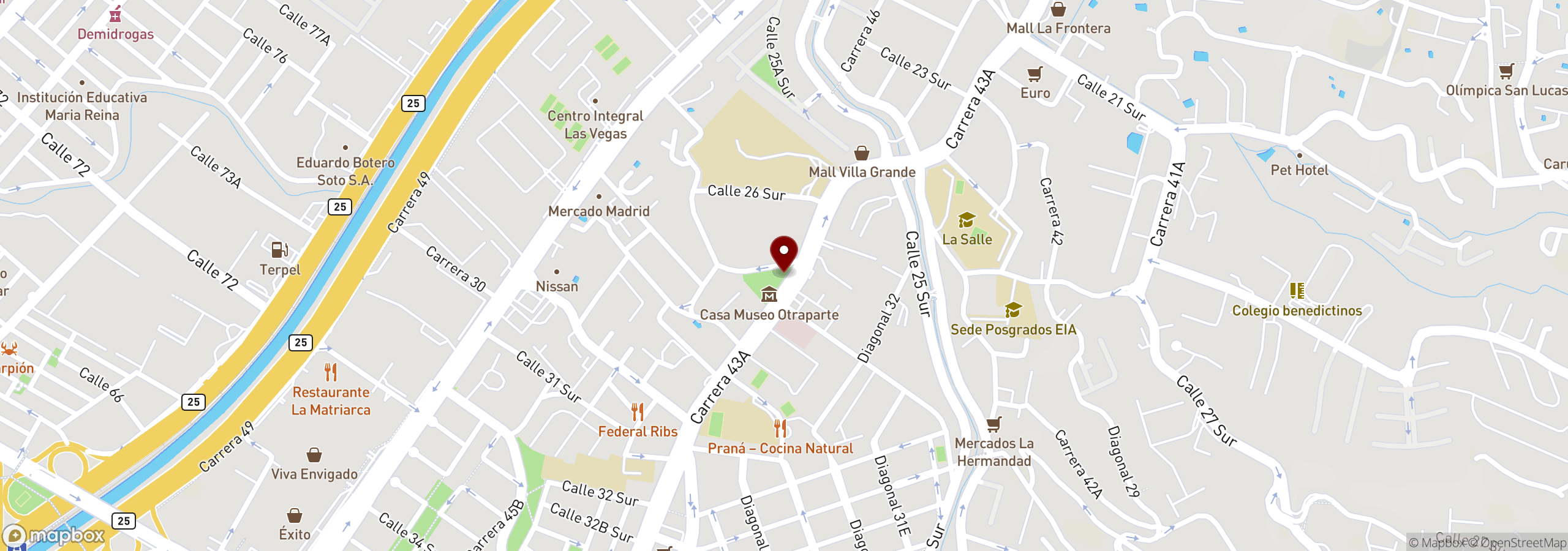 Mapa que muestra una ubicación marcada